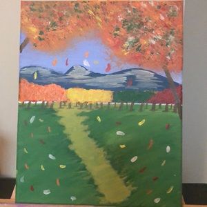 A mountain theme painting. Sides are painted.